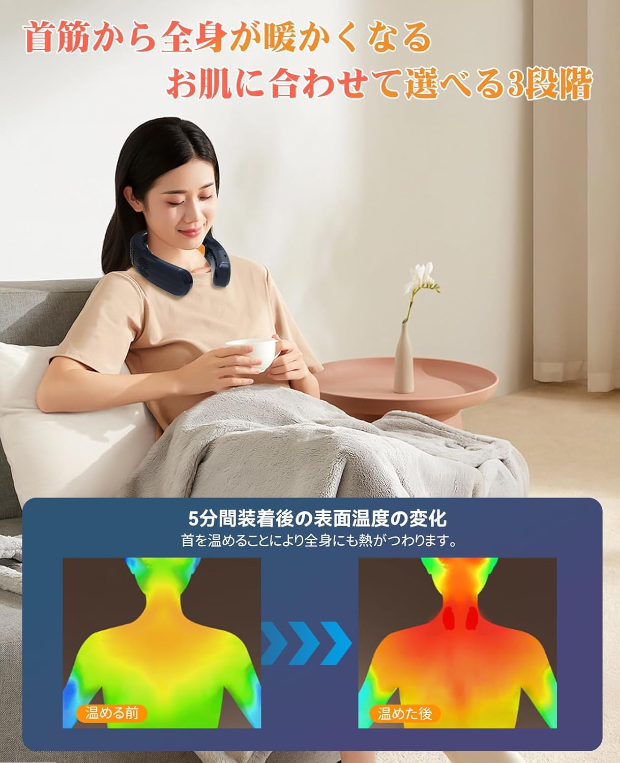 首掛け扇風機 ネッククーラー RUSEPIN　2025年夏新型・超長冷感プレート Amazon.co.jp: 首掛け扇風機 ネッククーラー RUSEPIN【2025年夏